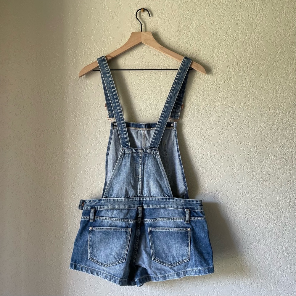 Zara Trafaluc Denim Collection Short Overalls Romper Blue Jean Women's Size S - Picture 8 of 11